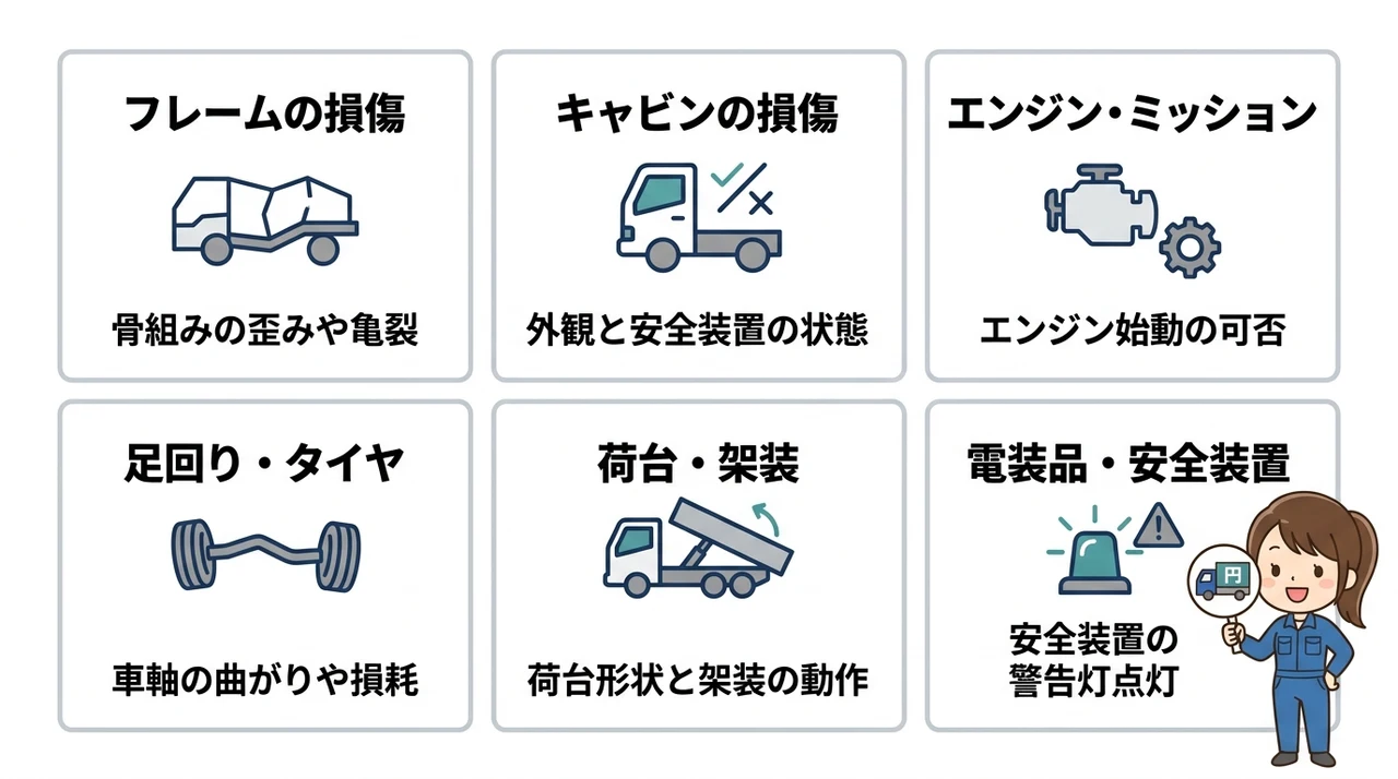 トラック査定で確認される事故・損傷箇所