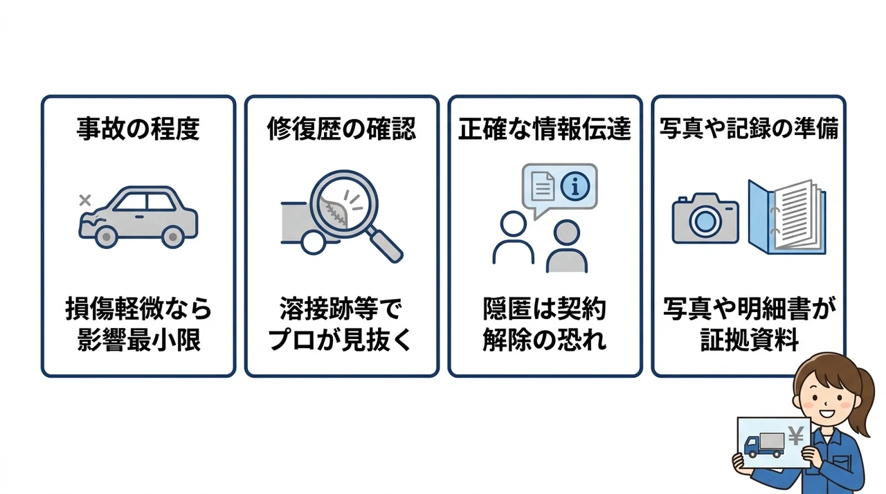 事故歴・修復歴は査定時にどう影響する?